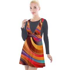 Abstract Colorful Background Wavy Plunge Pinafore Velour Dress