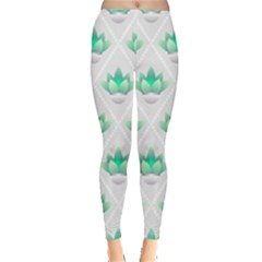 Plant Pattern Green Leaf Flora Leggings  by Pakrebo