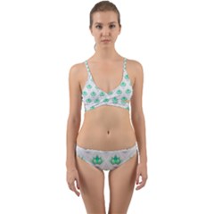 Plant Pattern Green Leaf Flora Wrap Around Bikini Set by Pakrebo