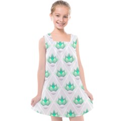 Plant Pattern Green Leaf Flora Kids  Cross Back Dress