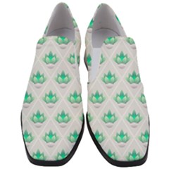 Plant Pattern Green Leaf Flora Slip On Heel Loafers