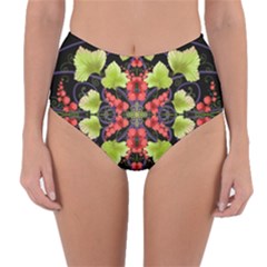 Pattern Berry Red Currant Plant Reversible High-waist Bikini Bottoms by Pakrebo