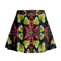 Pattern Berry Red Currant Plant Mini Flare Skirt by Pakrebo