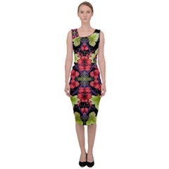 Pattern Berry Red Currant Plant Sleeveless Pencil Dress