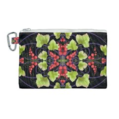 Pattern Berry Red Currant Plant Canvas Cosmetic Bag (large) by Pakrebo