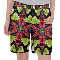 Pattern Berry Red Currant Plant Pocket Shorts