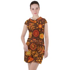 Pattern Background Ethnic Tribal Drawstring Hooded Dress