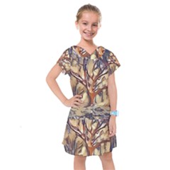 Tree Forest Woods Nature Landscape Kids  Drop Waist Dress by Pakrebo