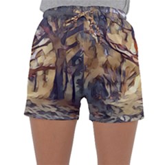 Tree Forest Woods Nature Landscape Sleepwear Shorts by Pakrebo