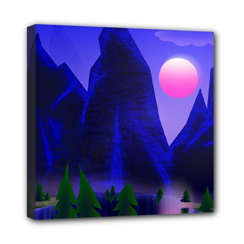 Mountains Dawn Landscape Sky Mini Canvas 8  X 8  (stretched)