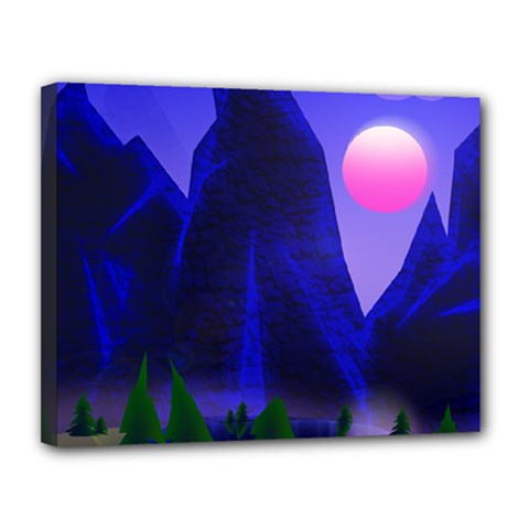 Mountains Dawn Landscape Sky Canvas 14  X 11  (stretched) by Pakrebo