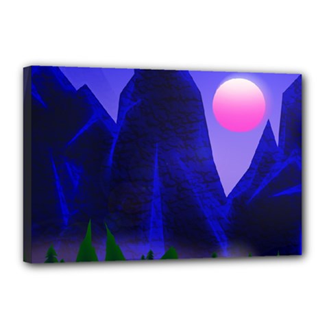 Mountains Dawn Landscape Sky Canvas 18  X 12  (stretched) by Pakrebo