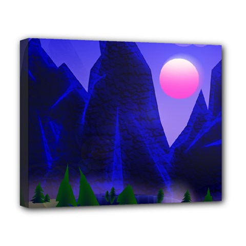 Mountains Dawn Landscape Sky Deluxe Canvas 20  X 16  (stretched) by Pakrebo