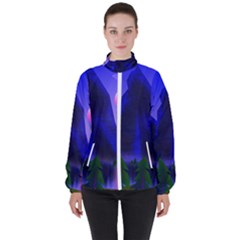 Mountains Dawn Landscape Sky High Neck Windbreaker (women)