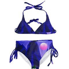 Mountains Dawn Landscape Sky Kids  Classic Bikini Set by Pakrebo