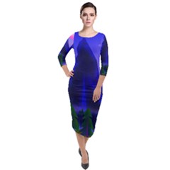 Mountains Dawn Landscape Sky Quarter Sleeve Midi Velour Bodycon Dress by Pakrebo