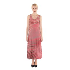 Palms Shadow On Living Coral Sleeveless Maxi Dress by LoolyElzayat