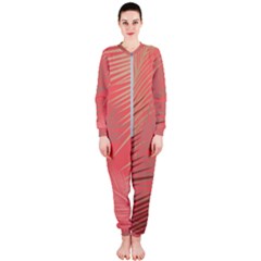 Palms Shadow On Living Coral Onepiece Jumpsuit (ladies)  by LoolyElzayat