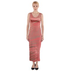 Palms Shadow On Living Coral Fitted Maxi Dress by LoolyElzayat