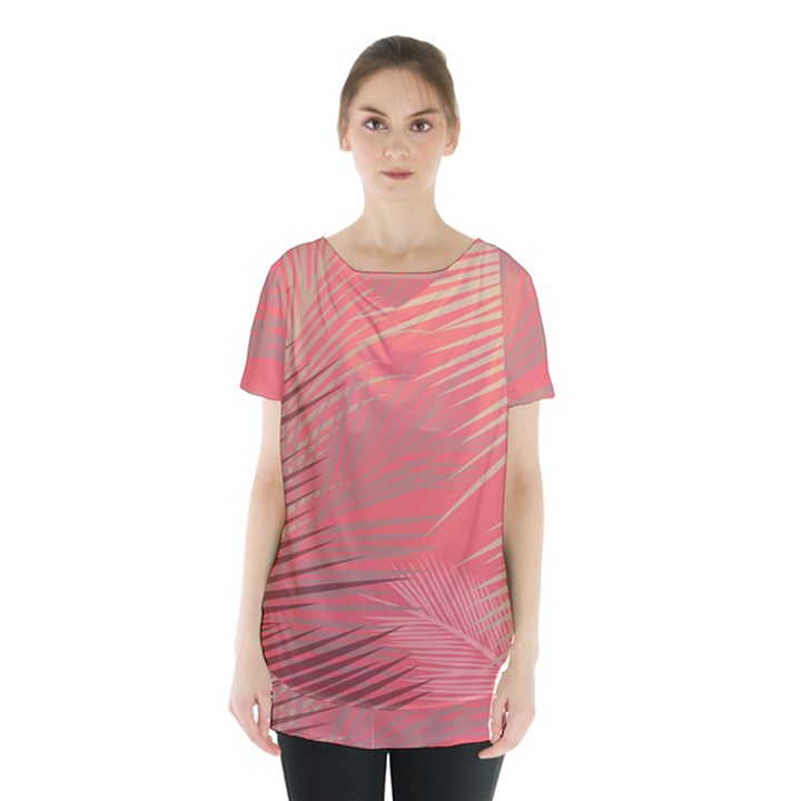 Palms Shadow On Living Coral Skirt Hem Sports Top