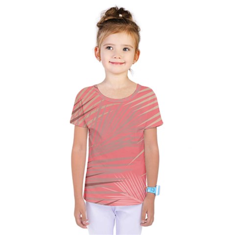 Palms Shadow On Living Coral Kids  One Piece Tee by LoolyElzayat