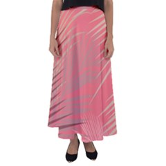 Palms Shadow On Living Coral Flared Maxi Skirt by LoolyElzayat