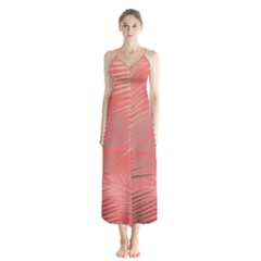 Palms Shadow On Living Coral Button Up Chiffon Maxi Dress by LoolyElzayat