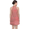 Palms Shadow On Living Coral Velvet Halter Neckline Dress  View2