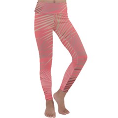 Palms Shadow On Living Coral Kids  Lightweight Velour Classic Yoga Leggings