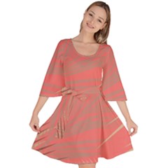 Palms Shadow On Living Coral Velour Kimono Dress