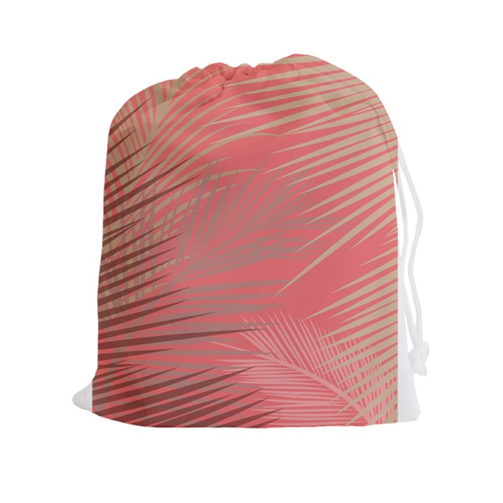 Palms Shadow On Living Coral Drawstring Pouch (XXL)