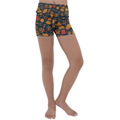 Pattern Background Ethnic Tribal Kids  Lightweight Velour Yoga Shorts