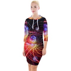 Physics Quantum Physics Particles Quarter Sleeve Hood Bodycon Dress