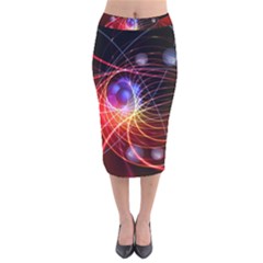 Physics Quantum Physics Particles Velvet Midi Pencil Skirt by Pakrebo