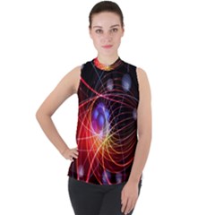 Physics Quantum Physics Particles Mock Neck Chiffon Sleeveless Top