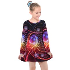 Physics Quantum Physics Particles Kids  Long Sleeve Dress by Pakrebo