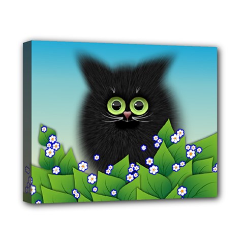 Kitten Black Furry Illustration Canvas 10  X 8  (stretched) by Pakrebo