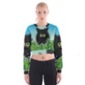 Kitten Black Furry Illustration Cropped Sweatshirt View1