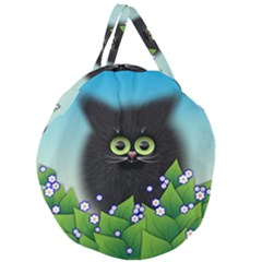 Kitten Black Furry Illustration Giant Round Zipper Tote by Pakrebo