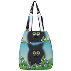 Kitten Black Furry Illustration Center Zip Backpack