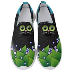 Kitten Black Furry Illustration Men s Slip On Sneakers