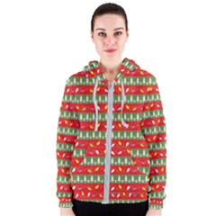 Christmas Papers Red And Green Women s Zipper Hoodie