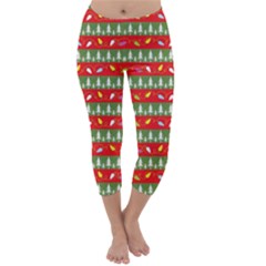 Christmas Papers Red And Green Capri Winter Leggings  by Pakrebo