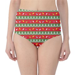 Christmas Papers Red And Green Classic High-Waist Bikini Bottoms