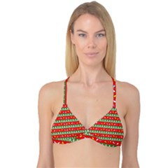 Christmas Papers Red And Green Reversible Tri Bikini Top