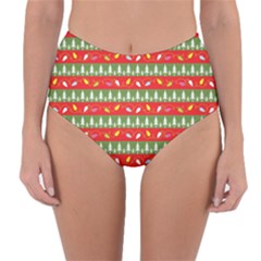 Christmas Papers Red And Green Reversible High-Waist Bikini Bottoms