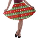 Christmas Papers Red And Green A-line Skater Skirt View1