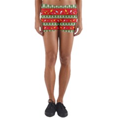 Christmas Papers Red And Green Yoga Shorts