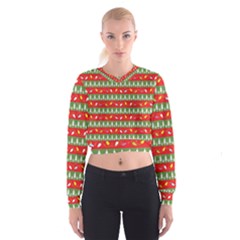 Christmas Papers Red And Green Cropped Sweatshirt