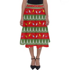 Christmas Papers Red And Green Perfect Length Midi Skirt